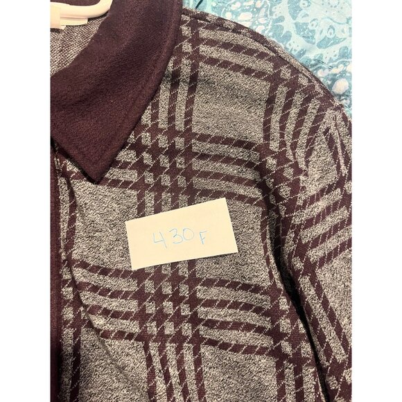 Cathy Daniels Womens Plaid Knit Cardigan Sweater Button Up Sz M Burgundy Gray - Picture 5 of 8